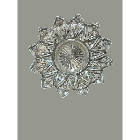 Vintage Clear Federal Glass Starburst 12-Point Star Flower Appetizer Bread Plate - Picture 4 of 7